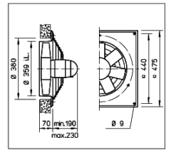 Helios HQD 355/2 Duvar Tipi Aksiyel Fan
