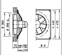 Helios HQD 355/2.Ex Duvar Tipi Aksiyel Fan