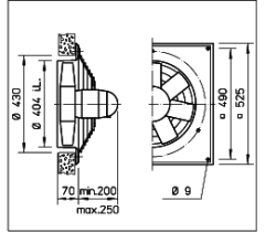 Helios HQD 400/4 Duvar Tipi Aksiyel Fan