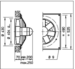 Helios HQD 400/6 Duvar Tipi Aksiyel Fan