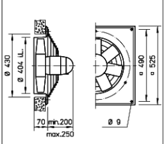 Helios HQD 400/8/4 Duvar Tipi Aksiyel Fan