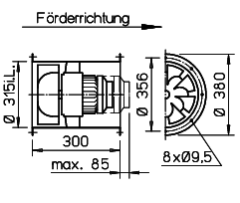 Helios VARD 315/4 TK Karma Akışlı Fan