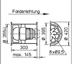 Helios VARD 355/4/2  Karma Akışlı Fan